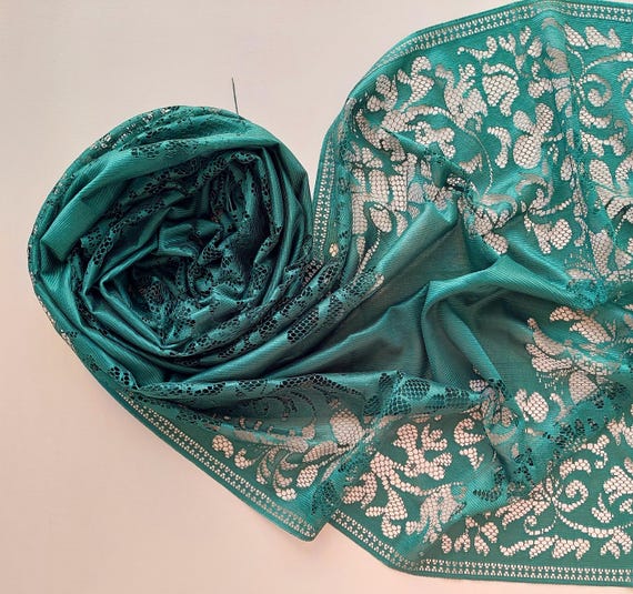 Sciarpa in tulle verde, scialle da sposa, sciarpa in pizzo