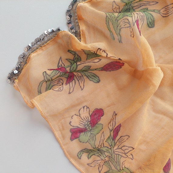 100% SILK Antique Oya Scarf, Embroidery Scarf, An… - image 6