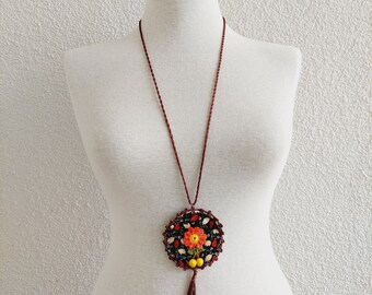 Crochet Strand Oya Necklace Jewelry, Turkish Oya Necklace, Crochet Flower Necklace, Handmade Jewelry, Gift for Woman