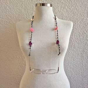 Eyeglass Chain with Flowers / Floral Glasses Chain / Eye Glass Holder / Eyeglasses Holder Necklace / Lanyard for Reading Glasses / Oya