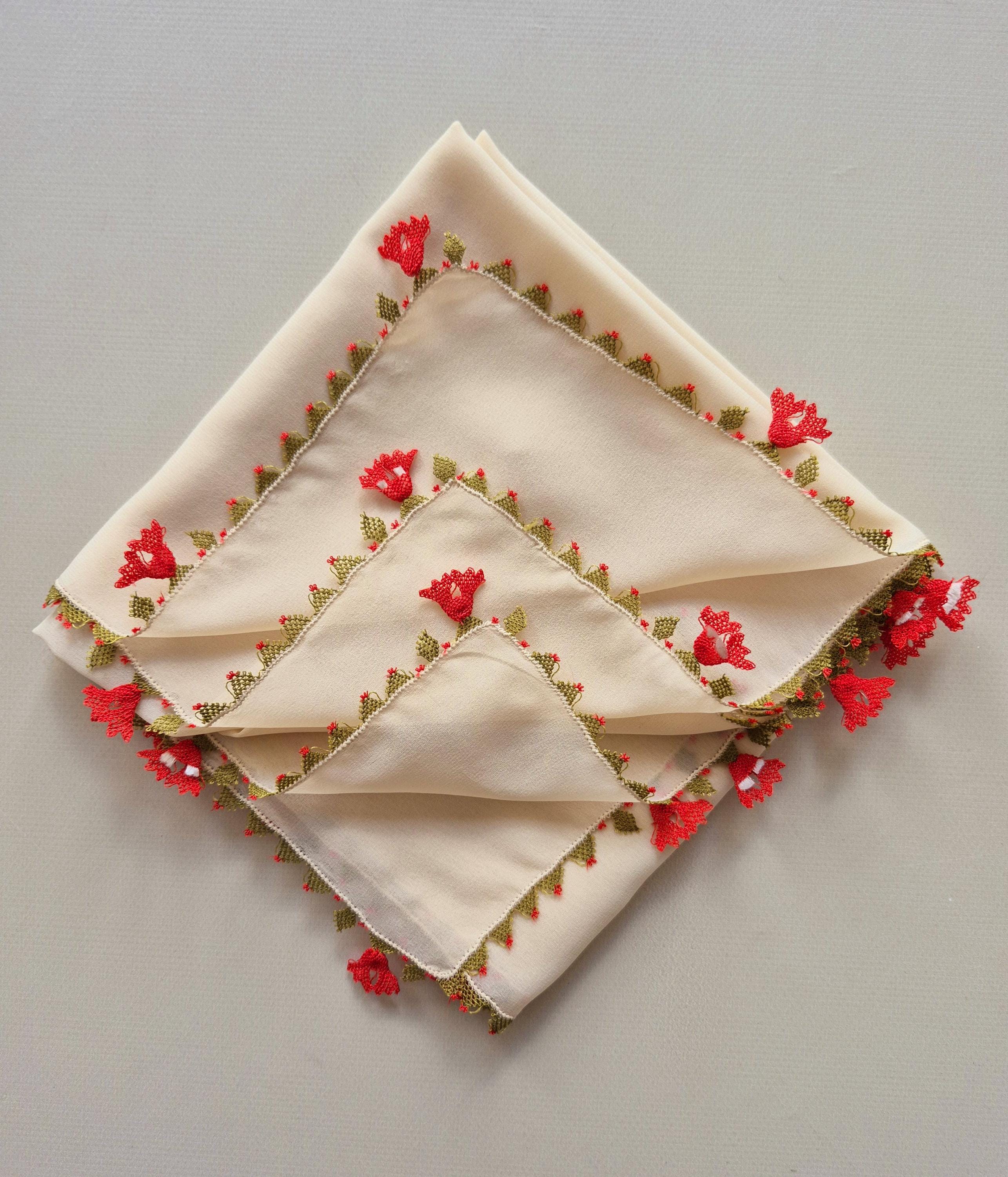 Chiffon Scarf, Turkish Oya Scarf with Needle Lace, Traditional Turkish Scarf, Mothers Day Gift, Valentines Day Gift for Her