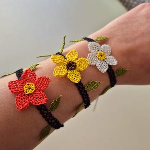 Daisy Bracelets, Crochet Bracelet, Daisy Flower Jewelry, Turkish Oya Bracelet, Gift Floral Bracelet, Daisy Gifts,Gift for Women,Gift For Her