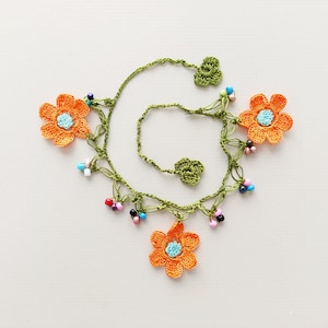 Bracelet de cheville turc Oya - Bracelet de cheville marguerite - Bracelet de cheville en perles - Bijoux au crochet - Bracelet de cheville de plage - Bracelet de cheville bohème - Cadeau femme - Bracelet de cheville d'été
