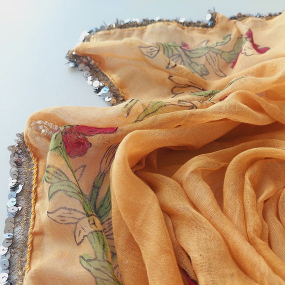 100% SILK Antique Oya Scarf, Embroidery Scarf, An… - image 5