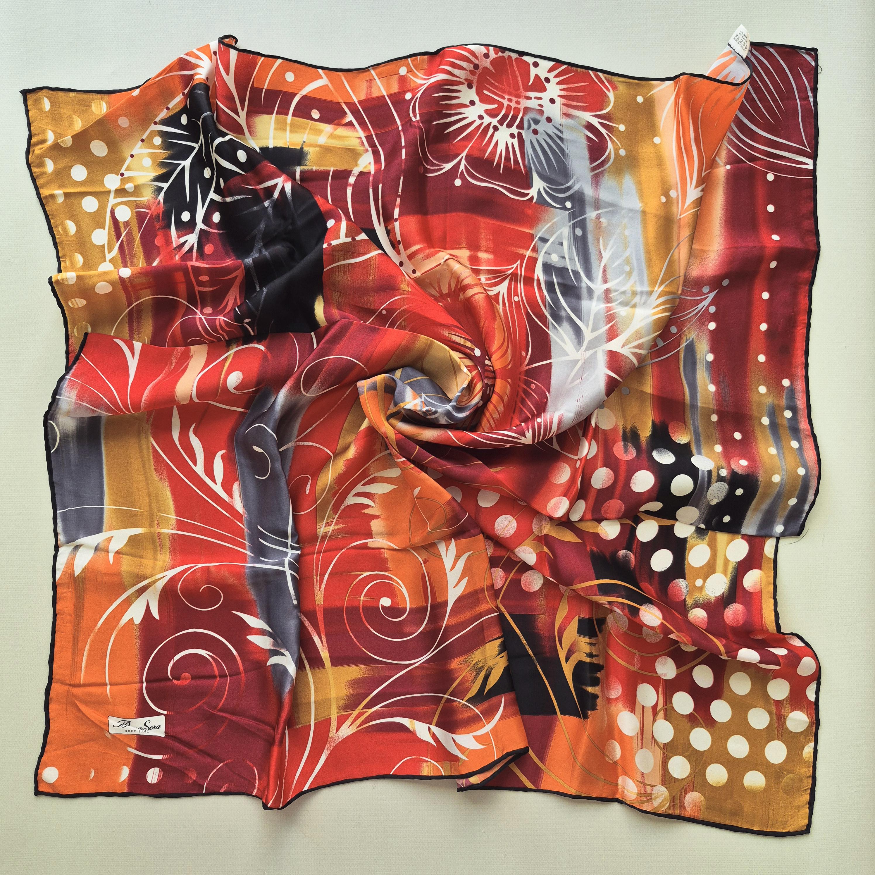 Vintage Silk Large Scarf Silk Neck Scarf Head Scarf Hair Scarf Silk Scarf Gift Turkish Scarf