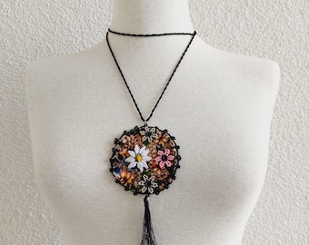 Crochet Strand Oya Necklace Jewelry, Turkish Oya Necklace, Crochet Flower Necklace, Handmade Jewelry, Gift for Woman