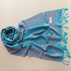 Blue Silk Pashmina Shawl Scarf | Wedding Pashmina Wraps Ladies Scarves Head Covers Blue Shawl Bohemian Scarves 70x180cm