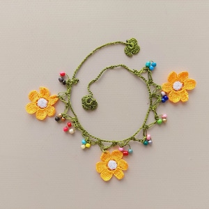 Bracelet de cheville turc Oya - Bracelet de cheville marguerite - Bracelet de cheville en perles - Bijoux au crochet - Bracelet de cheville de plage - Bracelet de cheville bohème - Cadeau femme - Bracelet de cheville d'été