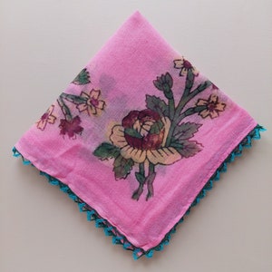 Traditional Turkish Lacework Oya Flower Scarf Vintage Turkish Scarf with Crochet Lace OYA
