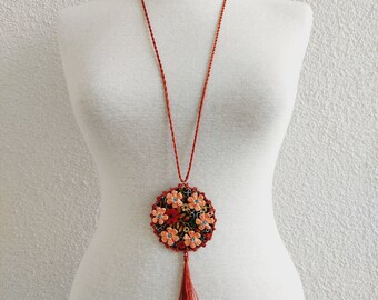 Crochet Strand Oya Necklace Jewelry, Turkish Oya Necklace, Crochet Flower Necklace, Handmade Jewelry, Gift for Woman