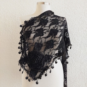 Black Tulle Scarf,Church Lace Chapel Veil,Mantilla,Shawl,Bridesmaid gift,Bridal Scarf, for her Women Fashion Accessory