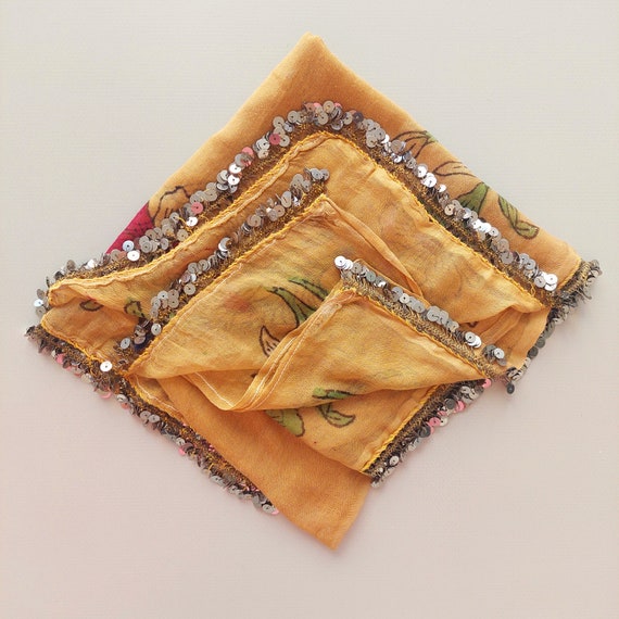 100% SILK Antique Oya Scarf, Embroidery Scarf, An… - image 3