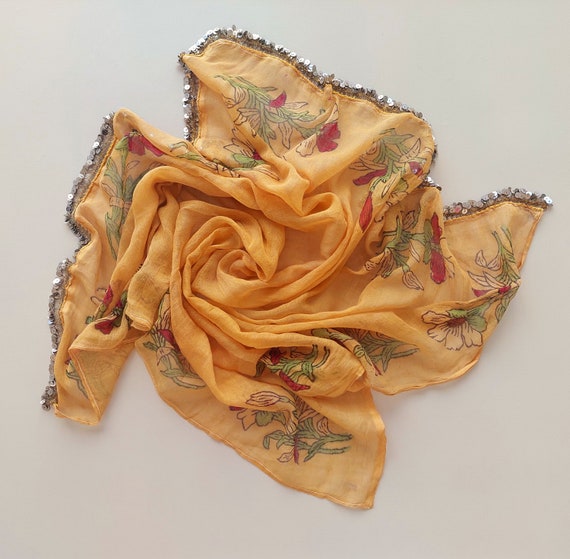 100% SILK Antique Oya Scarf, Embroidery Scarf, An… - image 8