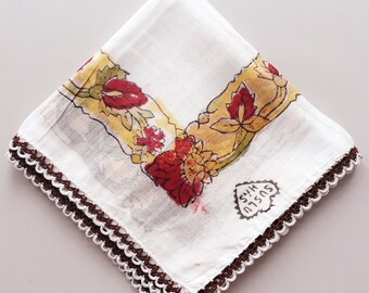 Antique Turkish Scarf with Crochet Lace OYA - Traditional Turkish Lacework Oya Flower Scarf - Christmas Gift Ideas - Mothers Day Gift