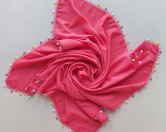 Turkish Oya Scarf with Crochet Lace - Traditional Turkish Lacework Oya Scarf - Mothers Day Gift  Valentines Day Gift for Her