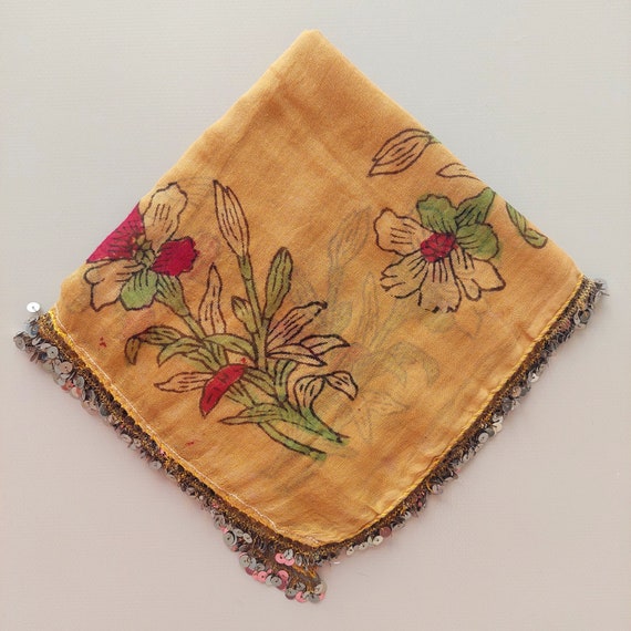 100% SILK Antique Oya Scarf, Embroidery Scarf, An… - image 2