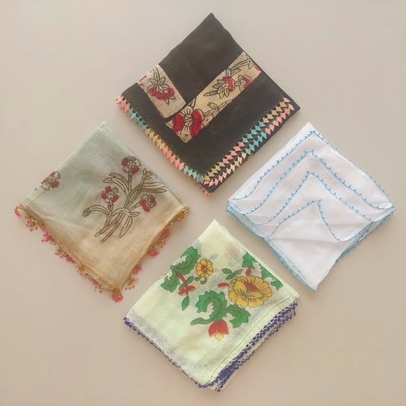 Set of 4 Antique Slightly Faulty Turkish Scarf wi… - image 1