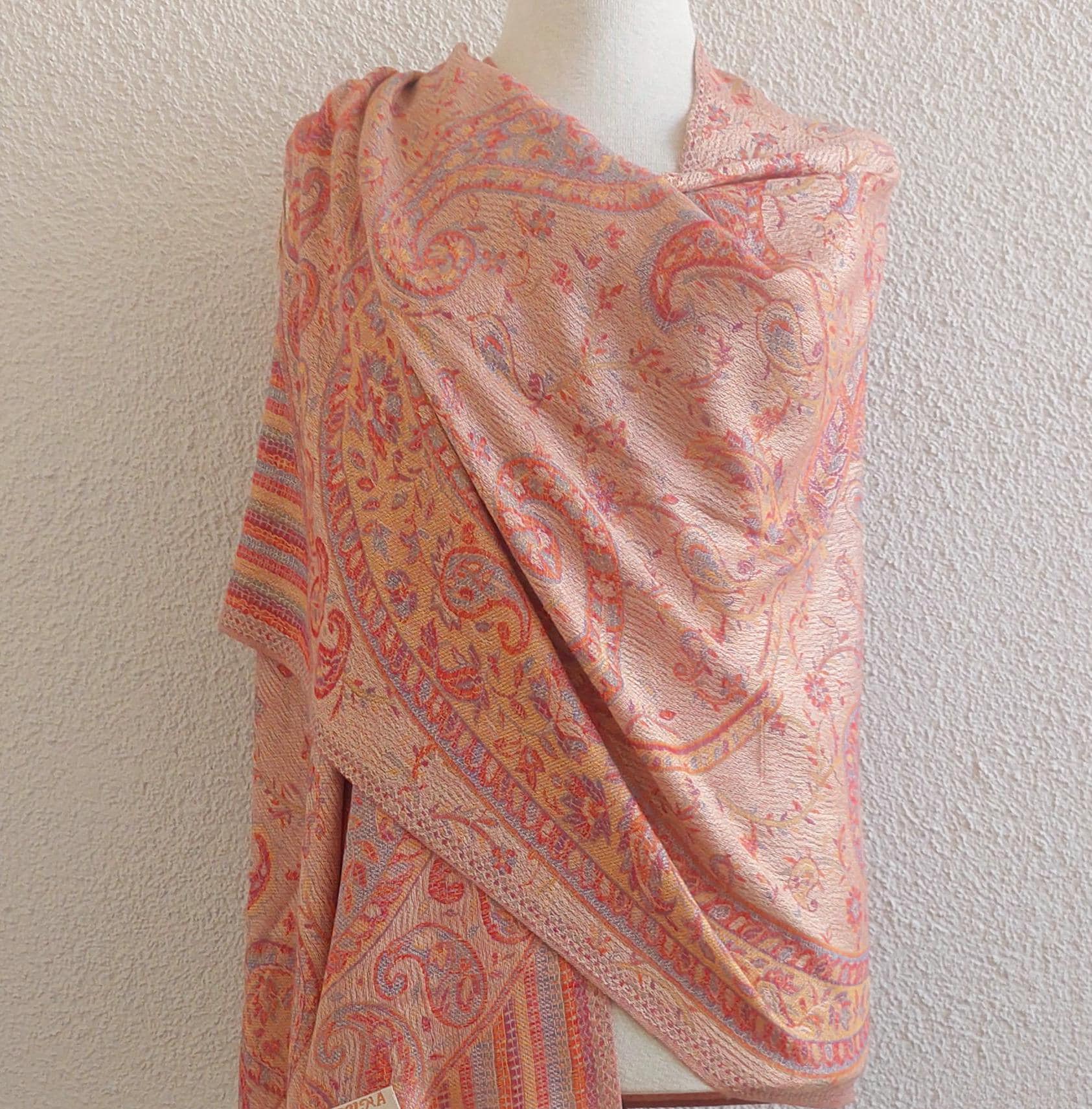Orange Silk Pashmina Scarf flowers festival pashmina hippie Shawls Women Head Wraps Rave accessories Mothers Day Gift Bohemian Style