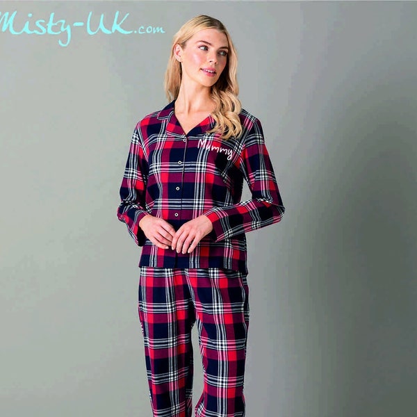 Women's Flannel Tartan Lounge Set - Personalised Christmas Pyjamas