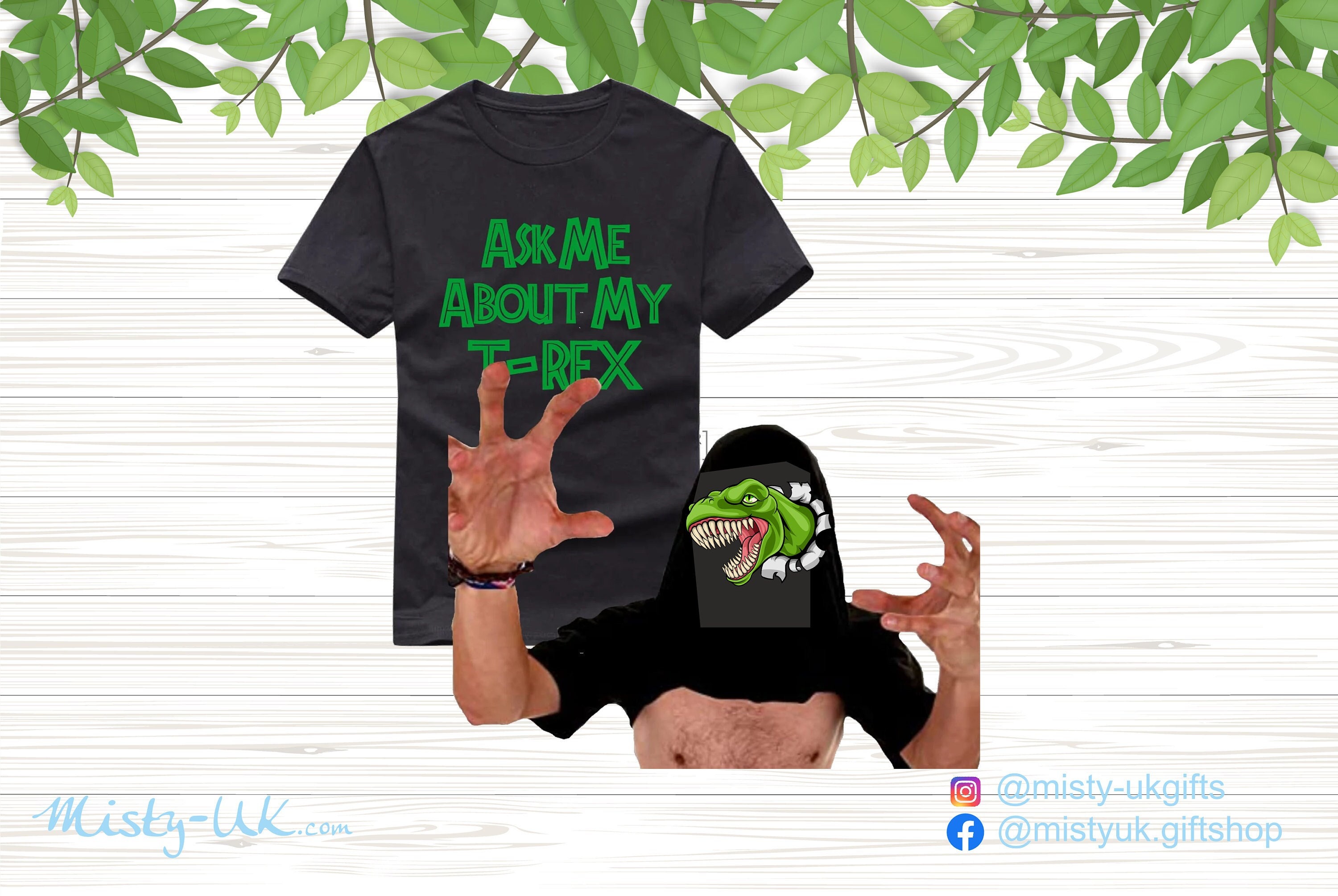 Maglietta Uomo Divertente Crazy Dog Tshirts – "Ask Me About My Trex" Con Dinosauro - Foto 2