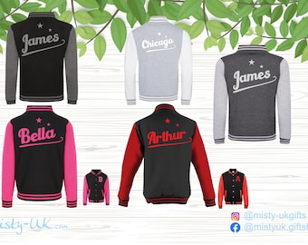 Varsity Jackets with back print - Personalised varsity - kids birthday - birthday gift - Varsity coat - Varsity jumper