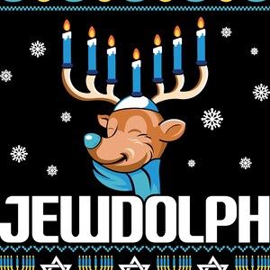 Jewdolph Ugly Christmas Jumper, Jewish Funny Christmas Sweaters ...