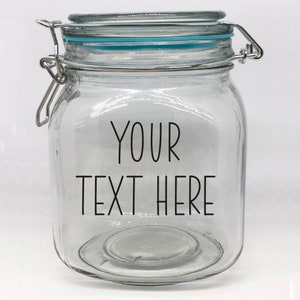 Personalised Hinged Lid Glass Jar - Large Jar 1L