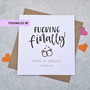 Fucking Finally Married Personalised Wedding Card | Mr & Mrs | Mr and Mr | Mrs and Mrs | Same Sex Gay Wedding | Postponed | Engagement Card