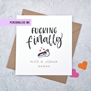 Fucking Finally Married Personalised Wedding Day Card | Rude Wedding Card | Funny engagement Card | Postponed Wedding Card | Just Married