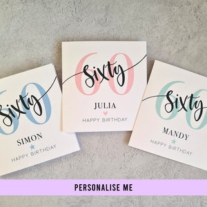 Personalised 60th Birthday Card For Her | Sixty Birthday Card | 60th Card | 60th Simple Card | Age Birthday Card | Card Aunt Mum Friend