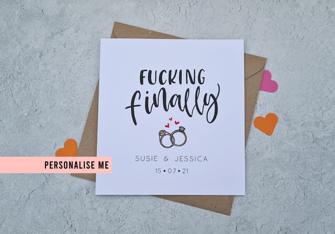 Rude Funny Personalised Wedding Day Card Same Sex Wedding Etsy
