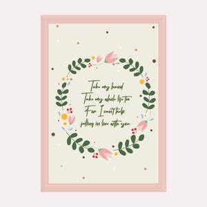 Can&#39;t Help Falling In Love With You Lyric Print | Retro Print | Elvis | Twenty One Pilots | Love Print | Lyrics | Gift Print