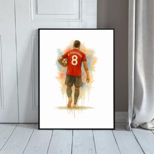 Bruno Fernandes Watercolour Print: Man United Football Fan Art