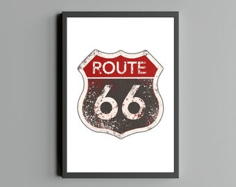 Route 66 Sign | Retro Print | America Print | Gift Ideas