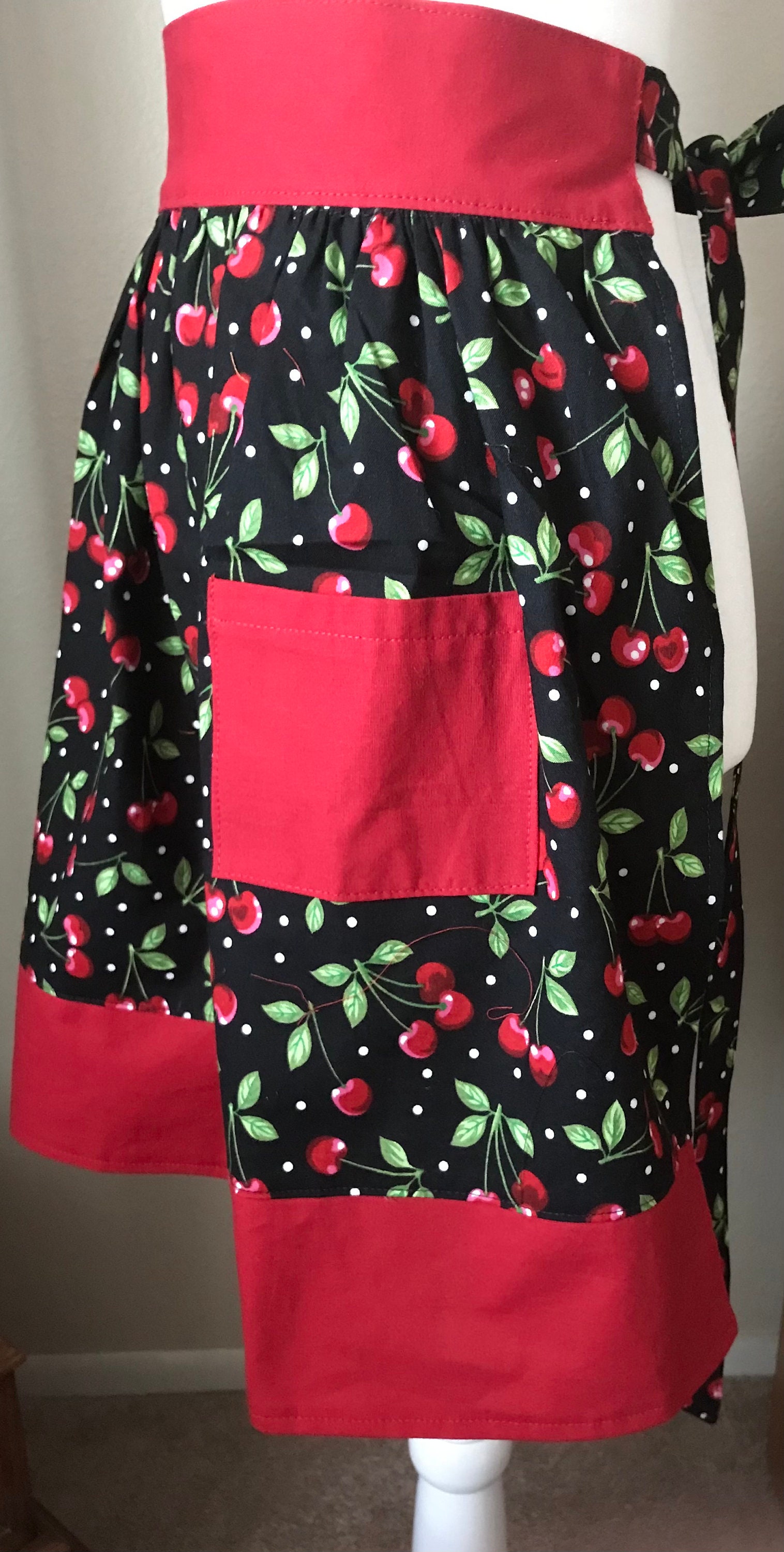 Cute Waist Apron for Women Cherries Fruit Fabric Waist Apron Etsy