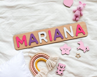 Holz Namen Puzzle, Holzspielzeug für Kleinkinder, Baby Geschenk, Personalisieren Puzzle, 2 Jahre altes Mädchen Geschenk, Baby Geschenk, Montessori Spielzeug 2 Jahre alt