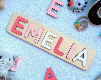 Personalized Name Puzzle Toddler, Baby First Christmas New Baby Gift, Wooden Name Puzzle First Birthday Gift Baby Shower Gift Custom Name