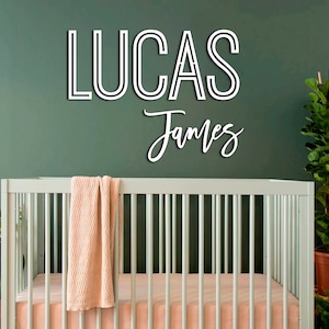 Recortes de nombres para habitación infantil, nombres apilados, letrero de apellido para pared, letras de madera para habitación infantil, nombre de madera para habitación infantil, habitación infantil para niño, habitación infantil para niña