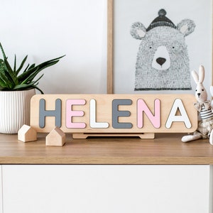 Personalized Name Puzzle, Wooden Name Puzzle, Christmas Gifts, 1st Baby Gift, Baby Shower Gift, Name Puzzle, Nursery Decor Toys For Toddlers image 1