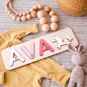 Wooden Name Puzzle, Personalized Name Puzzle Toys For 1 Year Old Custom Name Puzzle Personalized Baby Gift 1st Christmas Gift 1st birthday image 1