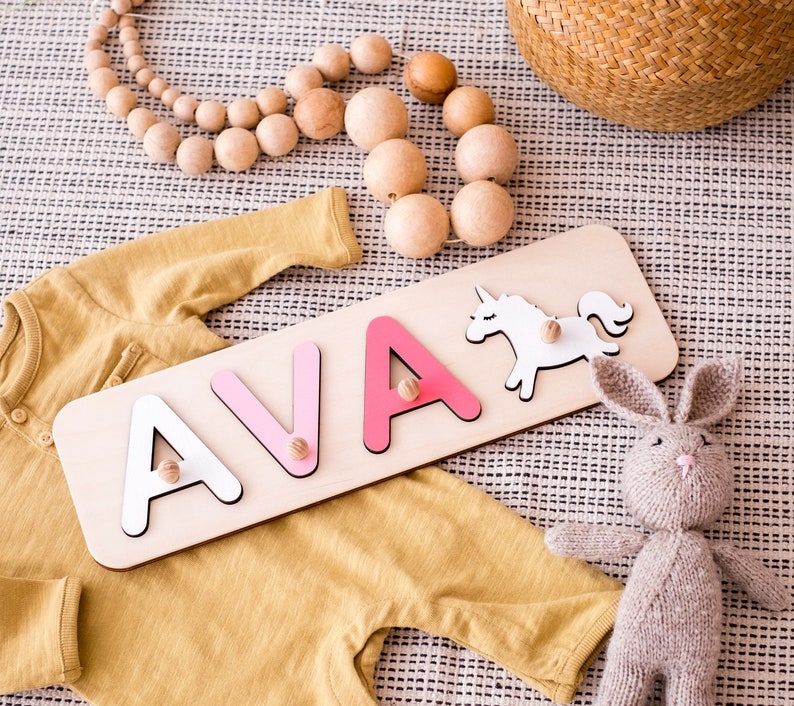 Wooden Name Puzzle, Personalized Name Puzzle Toys For 1 Year Old Custom Name Puzzle Personalized Baby Gift 1st Christmas Gift 1st birthday image 1
