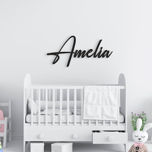 Placa de nome de bebê, placa de nome de madeira, placa de nome para berçário, decoração de casa personalizada, letras de madeira para parede, placa de nome personalizada, nome de parede
