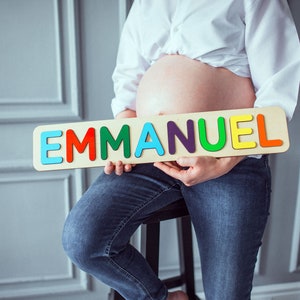 Wooden Name Puzzle, Gift, Baby Name Puzzle, Nursery Decor, Pastel Name Puzzle image 7