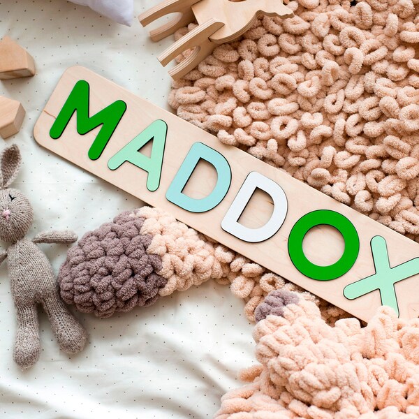 Wooden Name Puzzle, Toddler Toy 1st Birthday Gift, Montessori Toys Baby Children, Baby Gift, Custom Toddler Toys, Personalized Name Puzzle