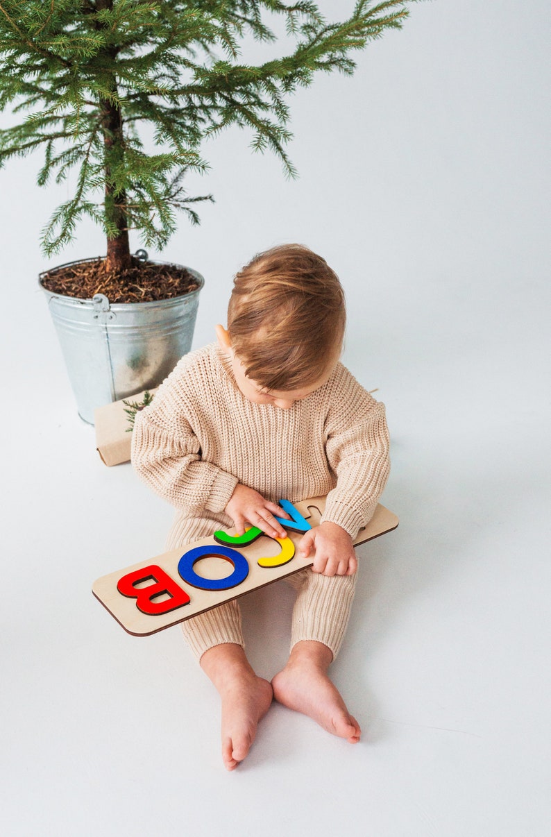 Personalized Name Puzzle, Wooden Name Puzzle, Christmas Gifts, 1st Baby Gift, Baby Shower Gift, Name Puzzle, Nursery Decor Toys For Toddlers image 8