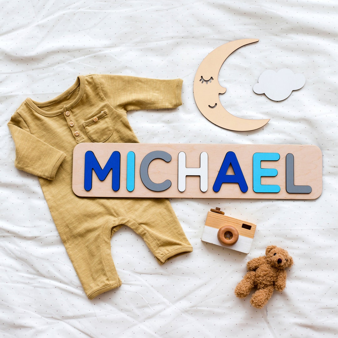 Name Frame Toy Wooden Name Puzzle, Toddler Toy 1st Birthday Gift, Montessori Toys Baby ...