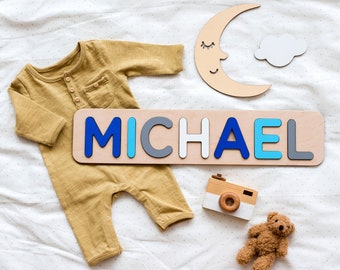 Wooden Name Puzzle, Toddler Toy 1st Birthday Gift, Montessori Toys Baby Children, Custom Toddler Toys, Personalized Name Puzzle, Baby Shower