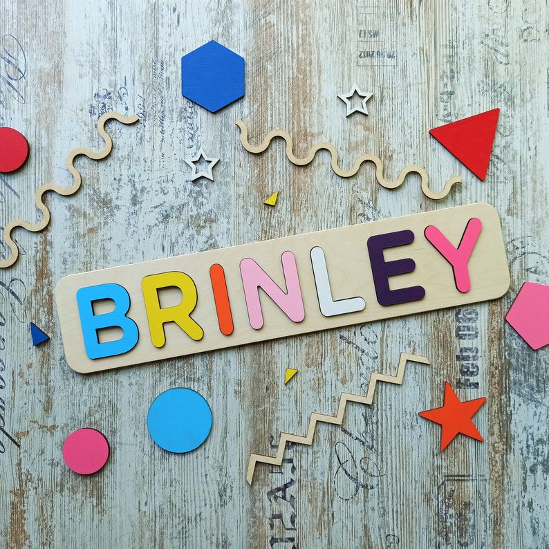 Wooden Name Puzzle, Gift, Baby Name Puzzle, Nursery Decor, Pastel Name Puzzle image 8