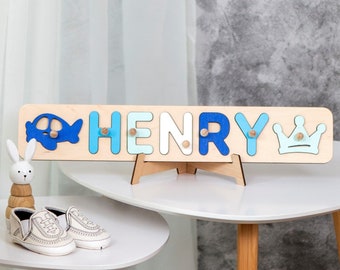 Personalized Name Puzzle Baby Name Puzzle Baby Boy Gift Baby Girl Gift Toddler Gift First Birthday Gift Custom Name Puzzle Wooden Baby Toys