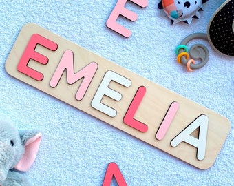Personalized Name Puzzle, Name Puzzle Girl, Baby Shower, New Baby Gift, Name Puzzle With Pegs, Personalized Baby, First Birthday Gift